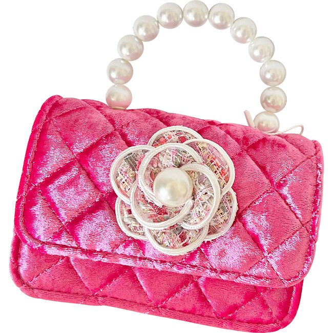 Hot Pink Velvet Peony Tweed Flower Purse