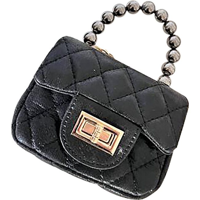 Black Faux Metalic Leather Purse