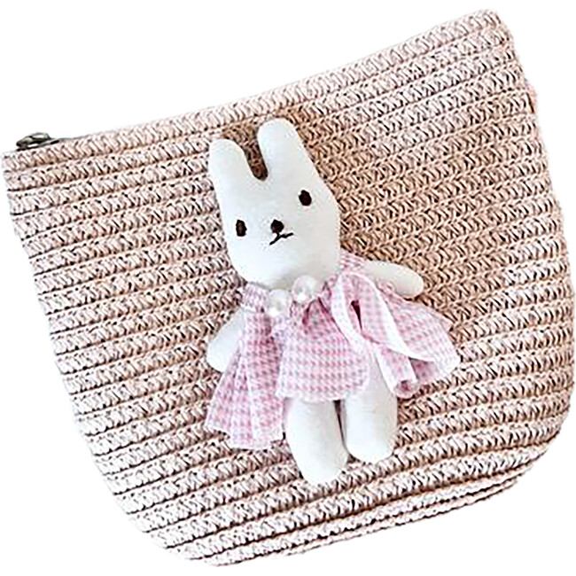 Pink Straw Bunny Purse