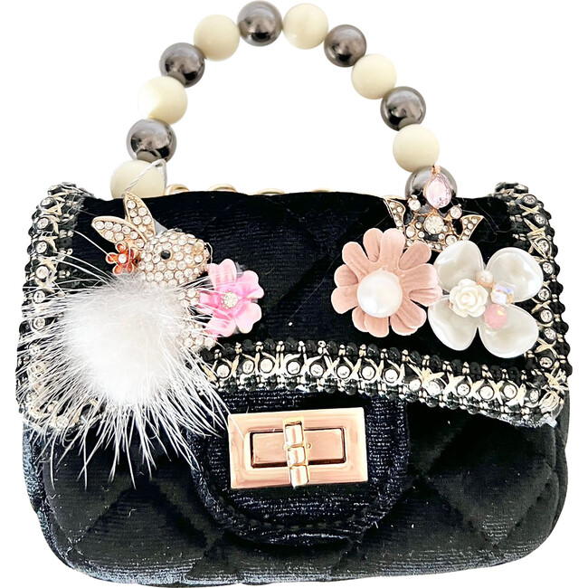 Black Velvet Flower BunnyCharm Purse