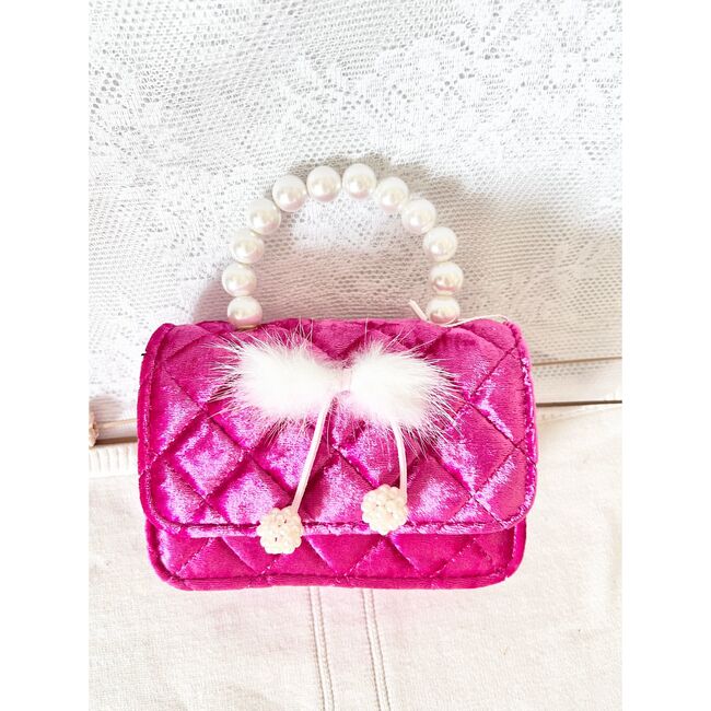 Hot Pink Velvet Fur Bow Purse