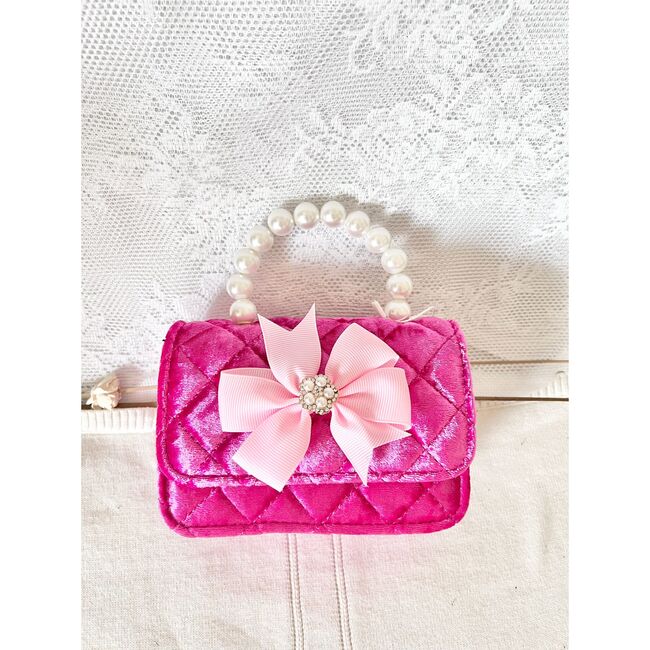 Hot Pink Velvet Diamond Bow Purse