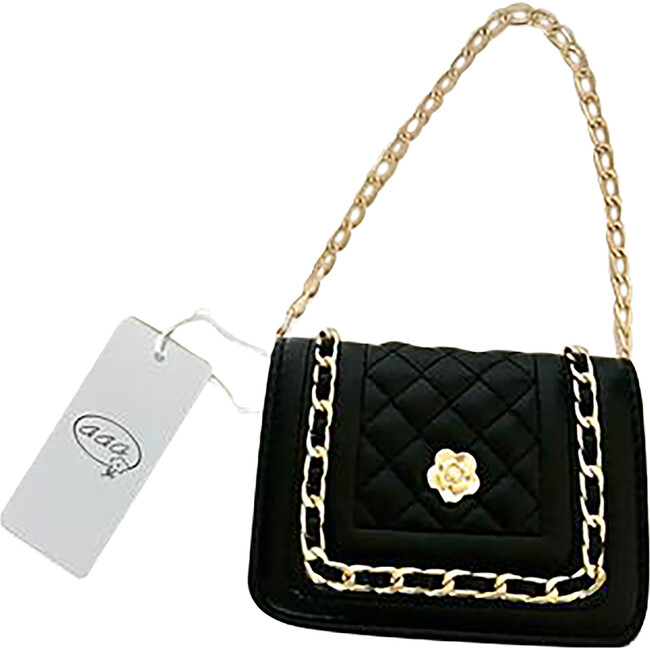 Black Faux Leather Chain Purse