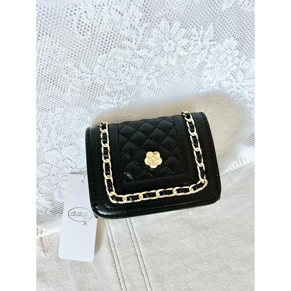 Black Faux Leather Chain Purse