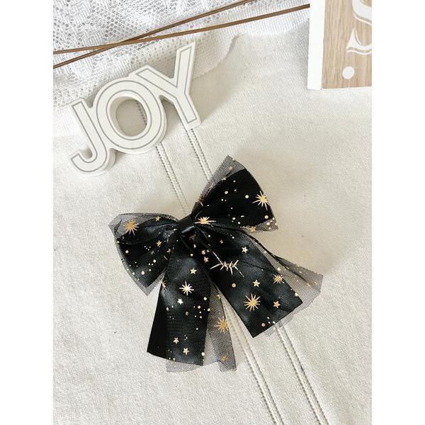 Black Holiday Sparkle Bow Clip