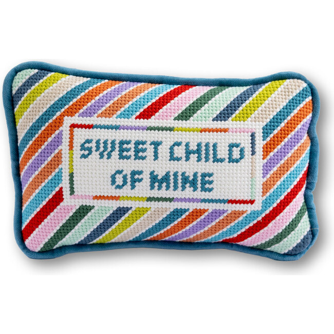 Sweet Child Of Mine Mini Needlepoint Pillow, Blue, Green, Red, Orange, Yellow