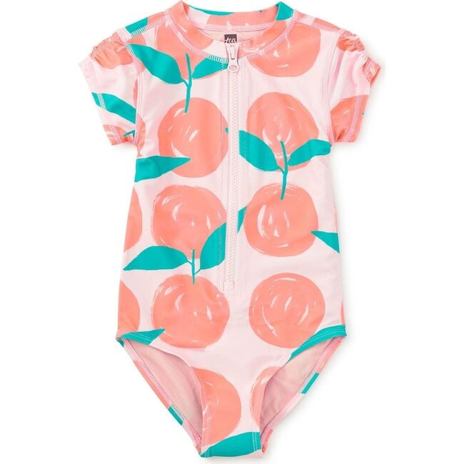 Rash Guard One-Piece Swimsuit, Valencia Orange
