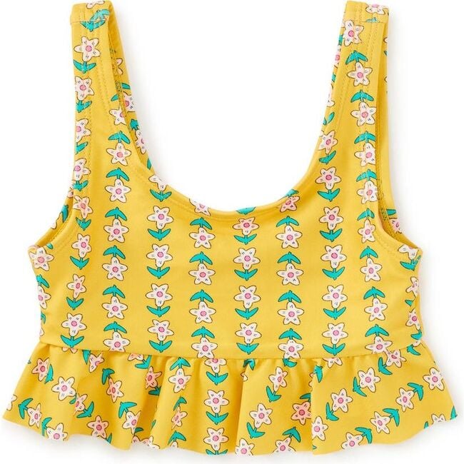 Ruffle Tankini Swim Top, Vintage Floral Tile