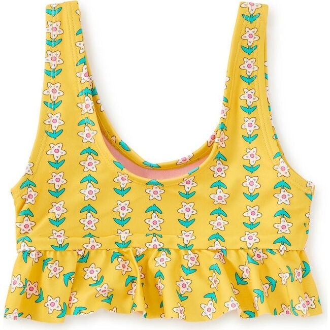 Ruffle Tankini Swim Top, Vintage Floral Tile