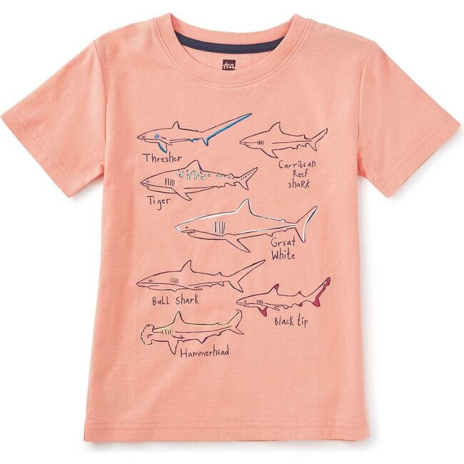 Shark Tales Graphic Tee, Peach