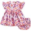 Ruffle Sleeve Baby Dress Set, Butterfly Tile - Dresses - 1 - thumbnail