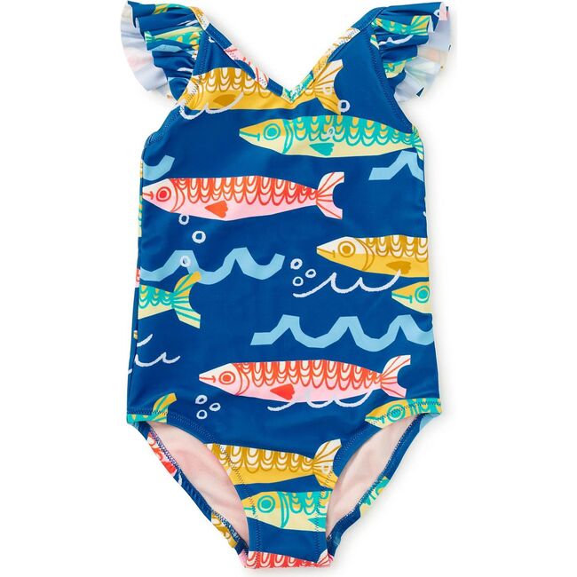 Ruffle One-Piece Swimsuit, Sardinas del Mar