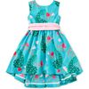 Sleeveless Hi-Lo Sash Dress, Peacock Floral - Dresses - 1 - thumbnail