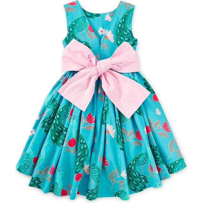 Sleeveless Hi-Lo Sash Dress, Peacock Floral