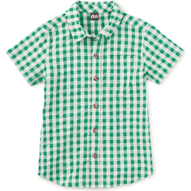 Plaid Button Up Woven Shirt, Garden Party Check