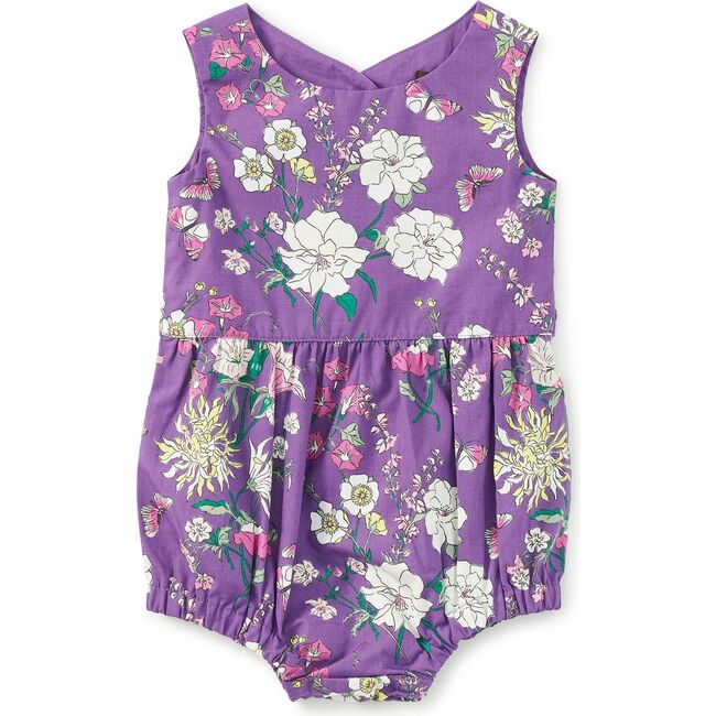 Peek-a-Boo Back Baby Romper, Portuguese Floral