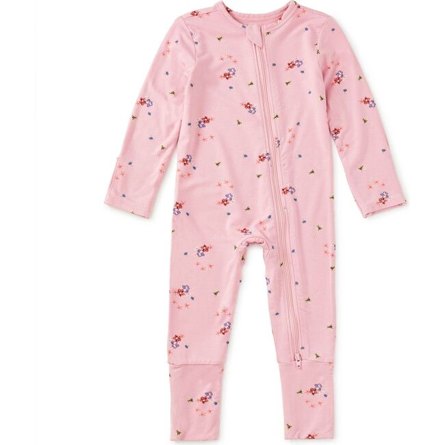 Footed Baby Romper, Busy Bees & Flowers