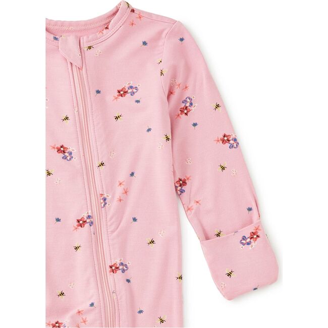 Footed Baby Romper, Busy Bees & Flowers