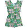 Flutter Sleeve Romper, Carnation Floral - Rompers - 2 - thumbnail