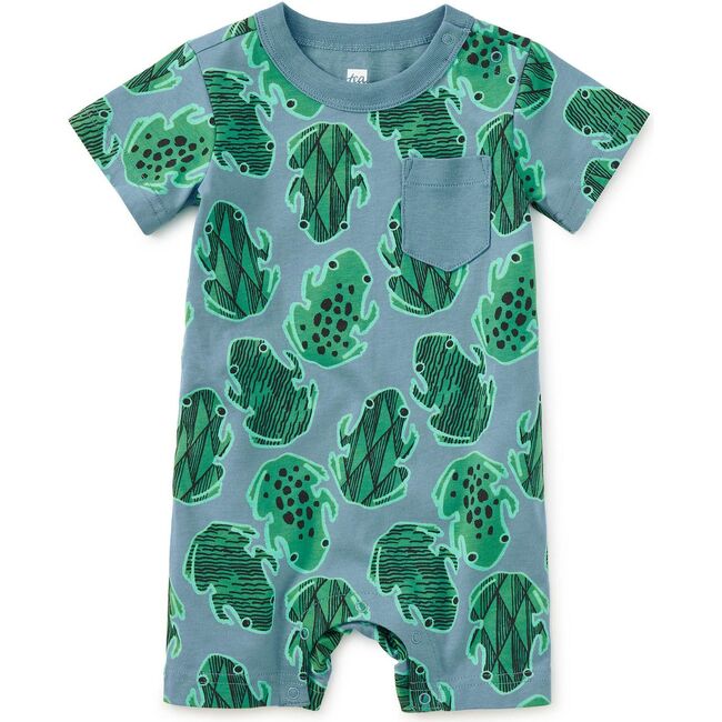 Pocket Shortie Baby Romper, Hopalong Frogs