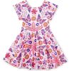 Button Back Skirted Dress, Butterfly Tile - Dresses - 1 - thumbnail