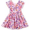 Button Back Skirted Dress, Butterfly Tile - Dresses - 2 - thumbnail