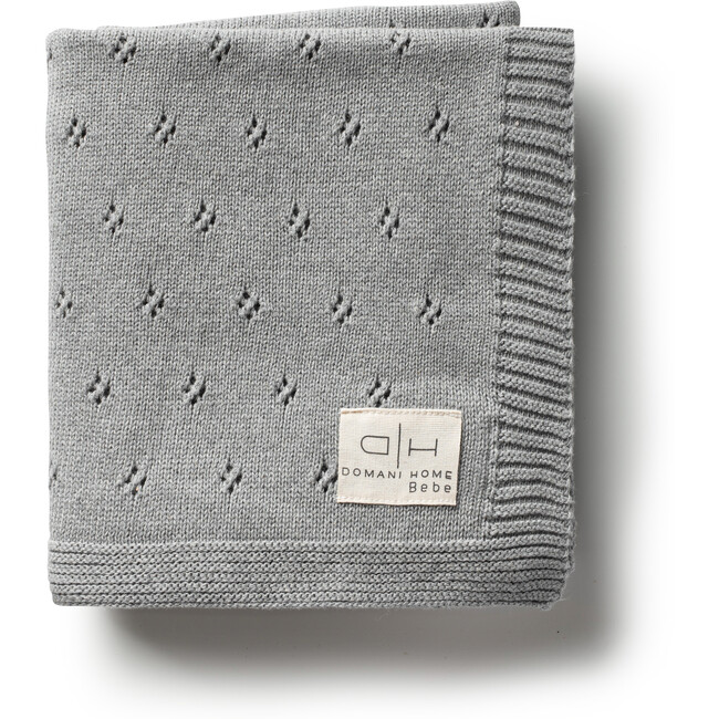 Transfer Flower Knit Baby Blanket, Gray
