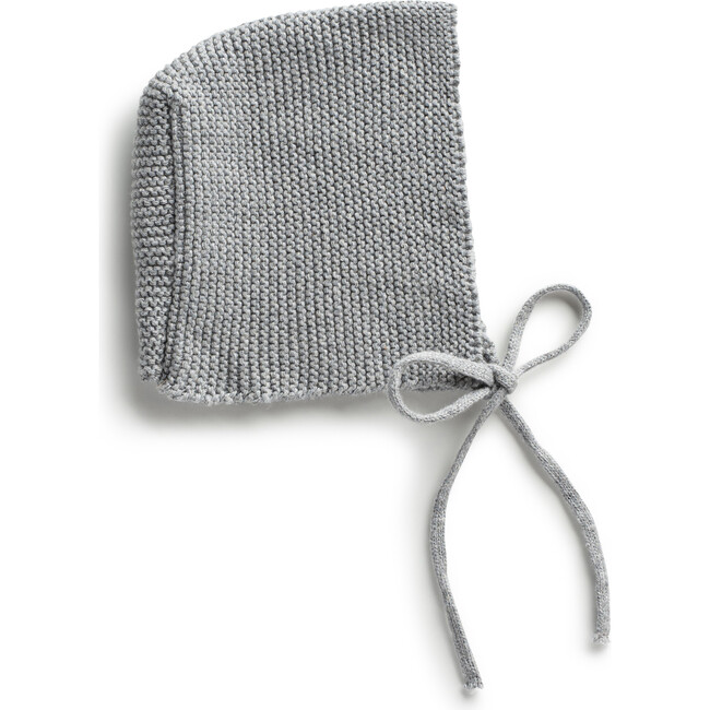Transfer Flower Knit Baby Bonnet, Gray - Hats - 1
