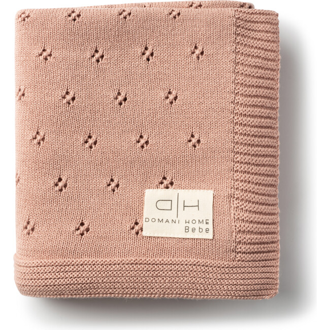 Transfer Flower Knit Baby Blanket, Pink
