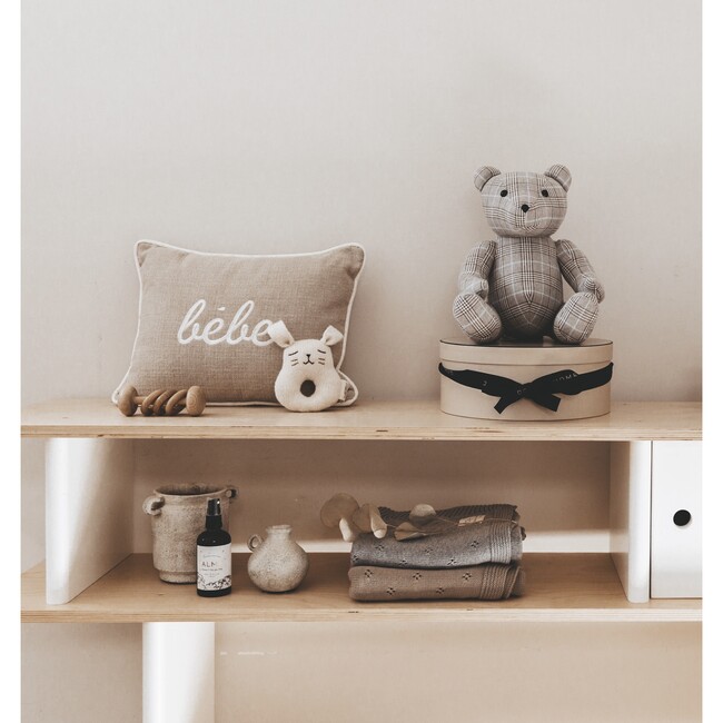 Transfer Flower Knit Baby Blanket, Gray