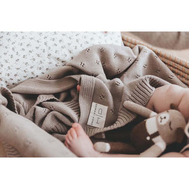 Transfer Flower Knit Baby Blanket, Stone