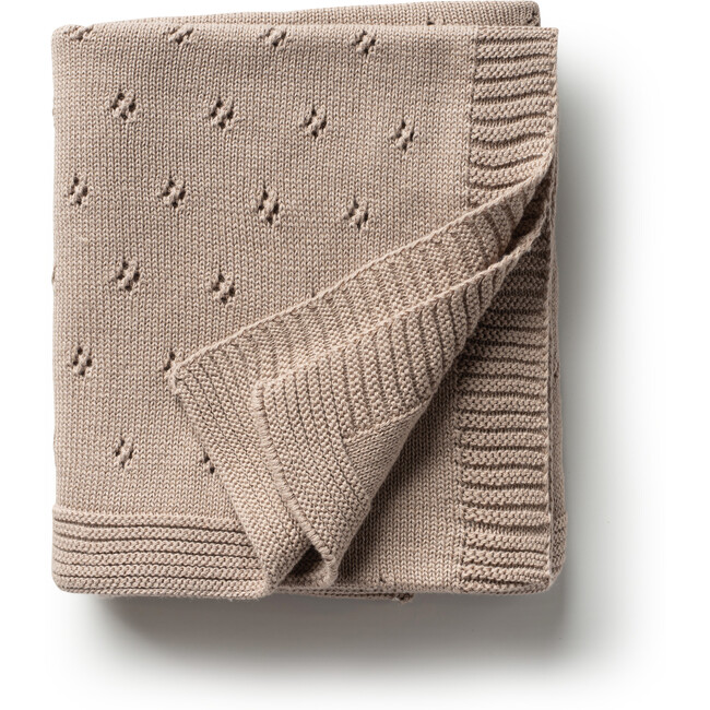 Transfer Flower Knit Baby Blanket, Stone - Blankets - 3