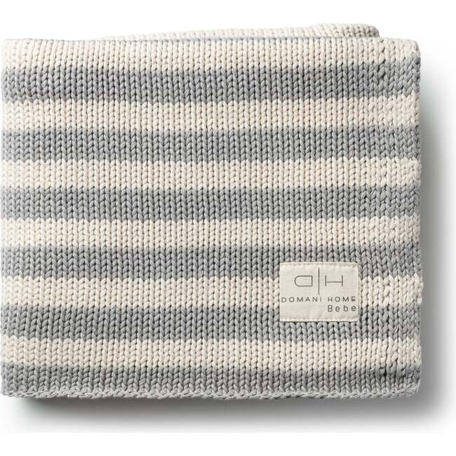 Iconic Stripe Knit Baby Blanket - Cool Grey