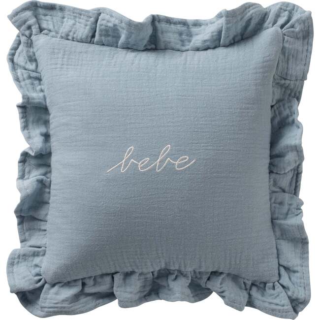 Blue Gauze Bebe Ruffle Accent Pillow