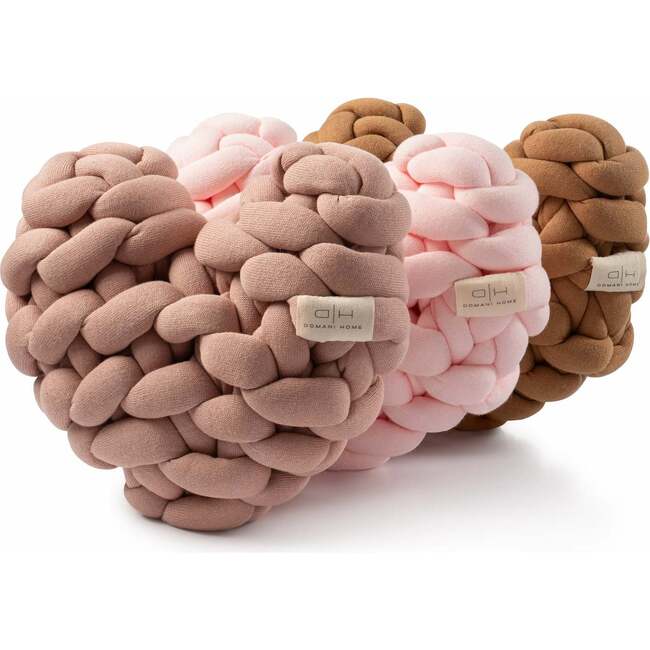 Velvet Knot Heart Pillow, Taupe