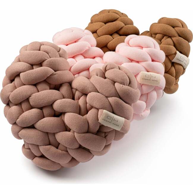 Velvet Knot Heart Pillow, Taupe