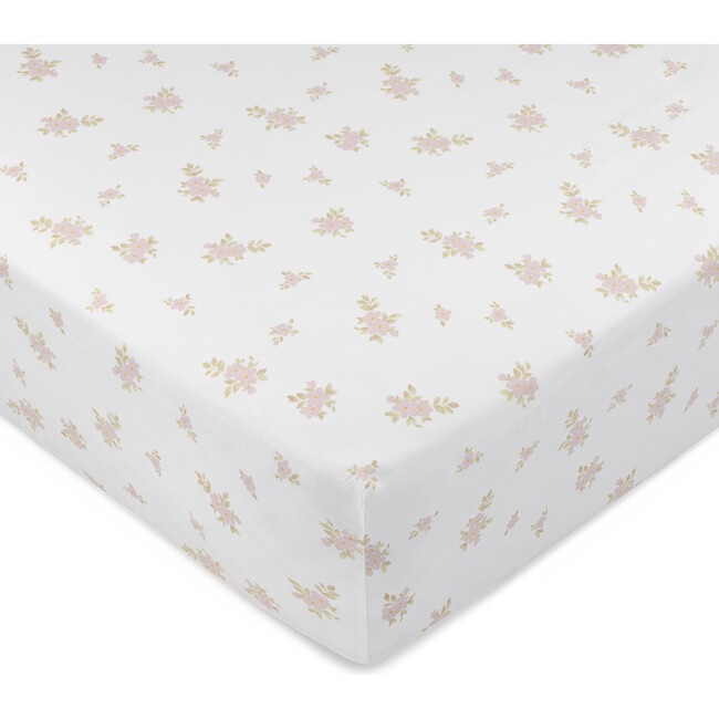 Jardin Floral Print Crib Sheet, Pink
