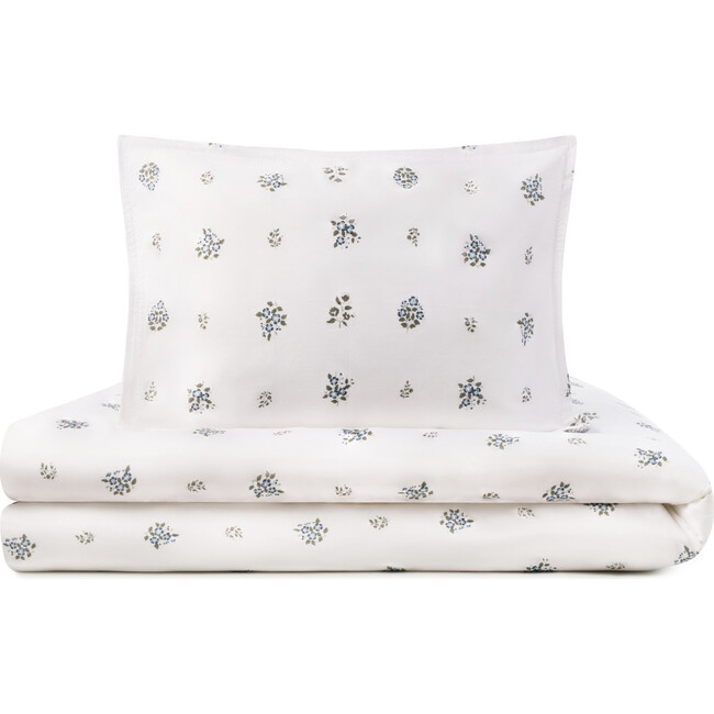 Feuille Bluer Linen Duvet Set, White (Pack Of 4)