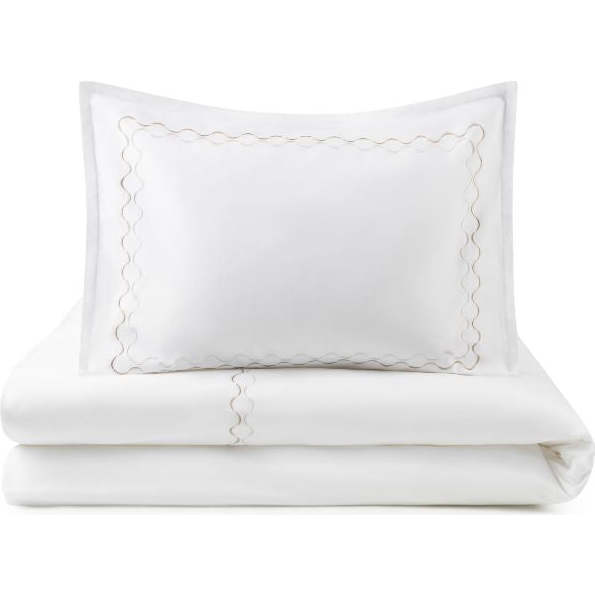 Alps Embroidered Border Crib & Toddler Duvet, Taupe