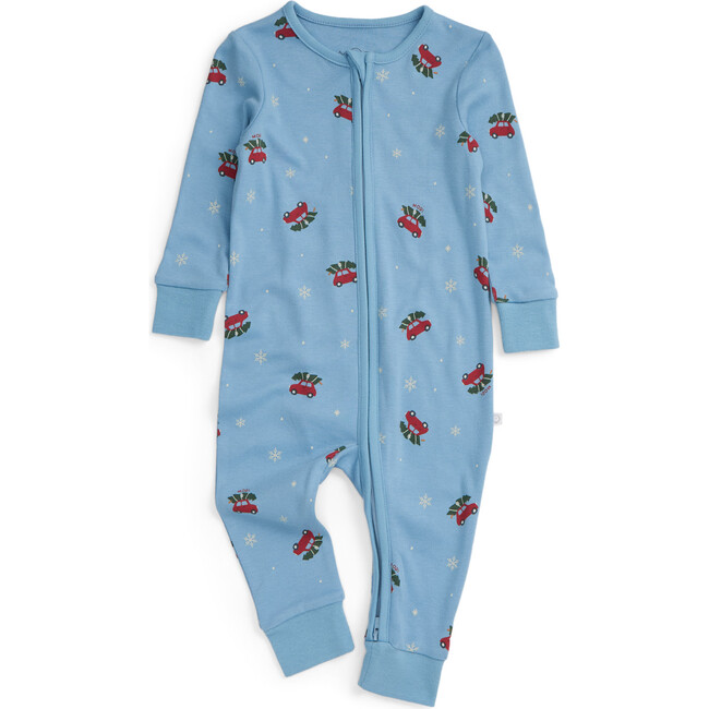 Snowy Car Two Way Zip-Up Romper Christmas Car Print