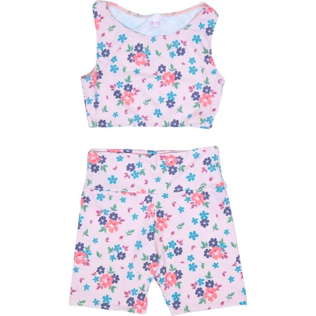 Top and Bike Shorts Set, Rose Garden