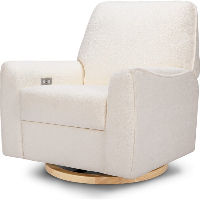 Sunday Power Recliner And Swivel Glider, Chantilly Fleece With Light Wood Base - Nursery Chairs - 1