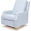 Crewe Recliner & Swivel Glider, Blue Gingham & Light Wood - Glider - 1 - thumbnail