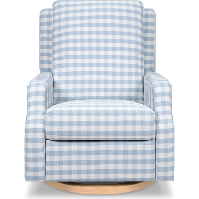 Crewe Recliner & Swivel Glider, Blue Gingham & Light Wood
