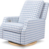 Crewe Electronic Recliner & Swivel Glider, Blue Gingham & Light Wood - Glider - 1 - thumbnail