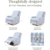 Crewe Electronic Recliner & Swivel Glider, Blue Gingham & Light Wood - Glider - 2