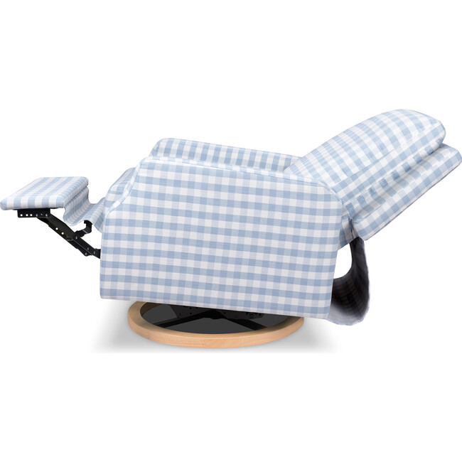 Crewe Recliner & Swivel Glider, Blue Gingham & Light Wood - Glider - 4