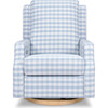 Crewe Electronic Recliner & Swivel Glider, Blue Gingham & Light Wood - Glider - 3