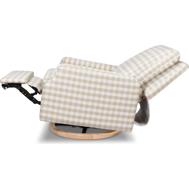 Crewe Electronic Recliner & Swivel Glider, Tan Gingham & Light Wood - Glider - 4