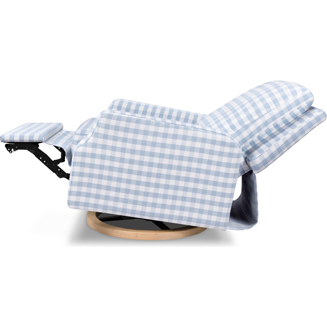 Crewe Electronic Recliner & Swivel Glider, Blue Gingham & Light Wood - Glider - 5
